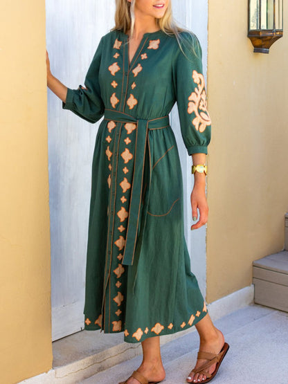 Green Cotton Applique Dress