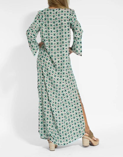 Green Printed H-line Maxi Dress