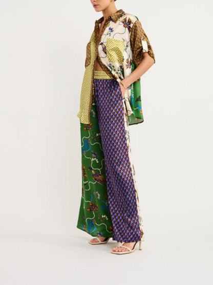 Multicolor Birdie Spliced Pant